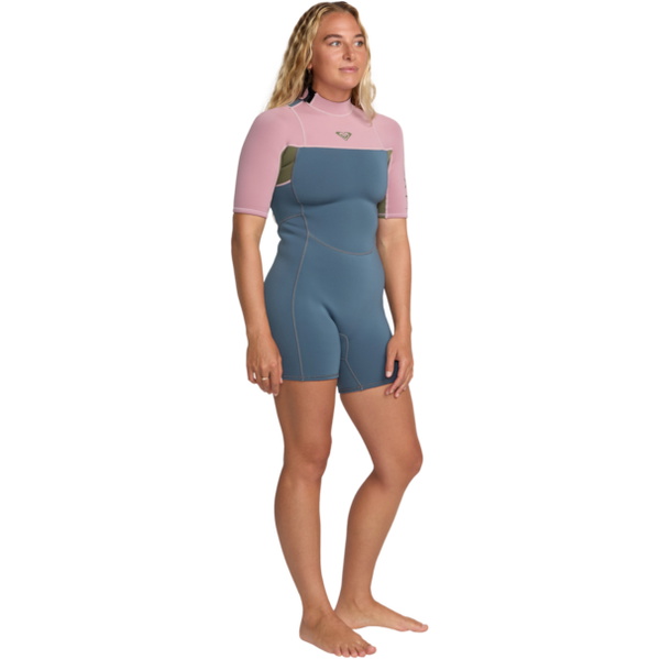 2026 Roxy Frauen Prologue+ 2mm R&uuml;ckenrei&szlig;verschluss Shorty Neoprenanzug 26BW253502 - Ash